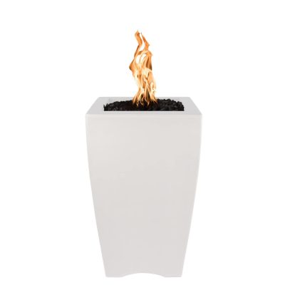 Baston 33 Inch Match Light Square GFRC Concrete Propane Fire Pillar in Limestone By The Outdoor Plus