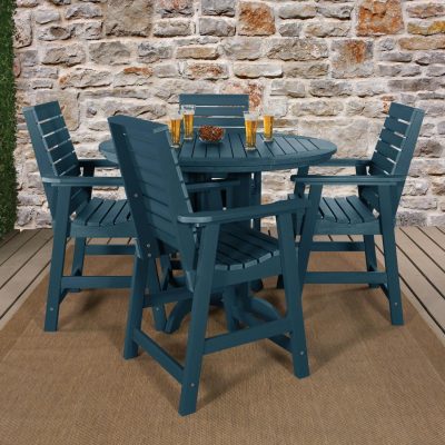 Elm Pointe 5 Pc Recycled Plastic Counter Height Dining Set In Nantucket Blue By Lakeview