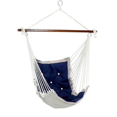 Ultimate Patio Tufted Victorian Hanging Hammock Swing – Navy Blue