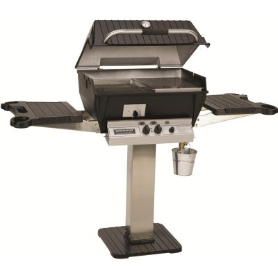 Broilmaster Q3X Qrave Natural Gas Grill On Stainless Steel Patio Post