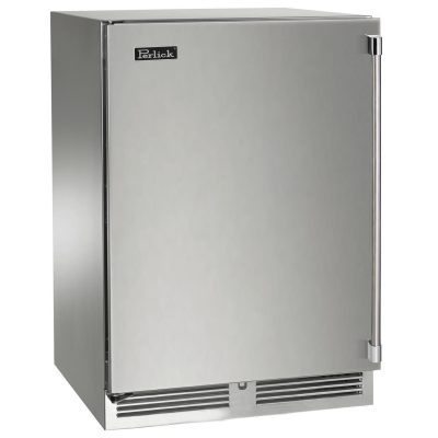 Perlick 24-Inch Signature Series Shallow Depth Stainless Steel Outdoor Refrigerator – Left Hinged – HH24RO-4-1L