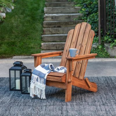 Ultimate Patio Folding Acacia Patio Adirondack Chair – Brown