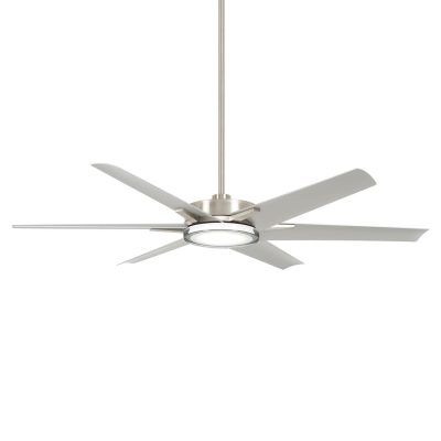 Minka-Aire Deco 65-Inch 6 Blade Outdoor LED Ceiling Fan in Brushed Nickel Wet with Remote Control – F866L-BNW