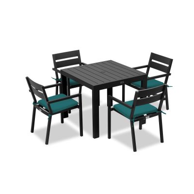 Calm Bay Classic 5 Pc Square Dining Set in Black/Spectrum Peacock by Lakeview