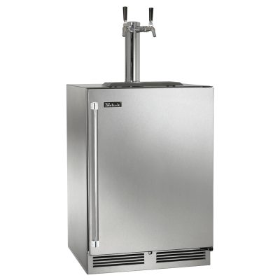 Perlick 24-Inch C-Series Two Tap Stainless Steel Outdoor Beverage Dispenser – Right Hinged w/ Door Lock – HC24TO-4-1RL-2