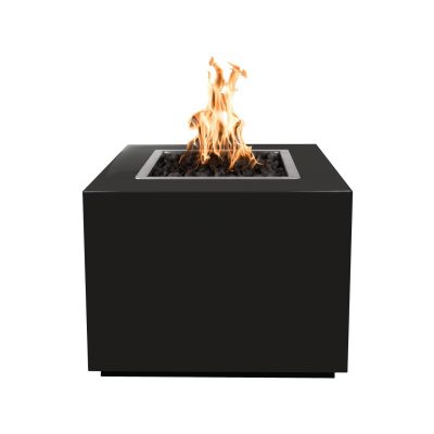 Forma 30 Inch Match Light Square Powder Coated Steel Propane Fire Pit in Black By The Outdoor Plus