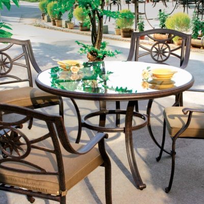 Darlee Ten Star 5 Piece Cast Aluminum Patio Dining Set With Glass Top Table