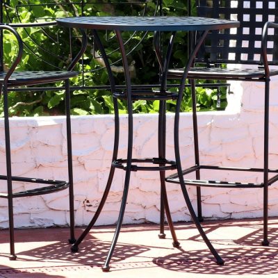 Ultimate Patio Elegant Round Black Wrought Iron Bar Table – 30-Inch