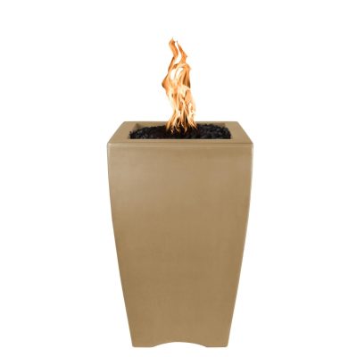 Baston 33 Inch Match Light Square GFRC Concrete Propane Fire Pillar in Brown By The Outdoor Plus