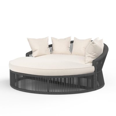 Sunset West Milano 67-Inch Olefin Rope Patio Daybed W/ Sunbrella Echo Ash Cushions