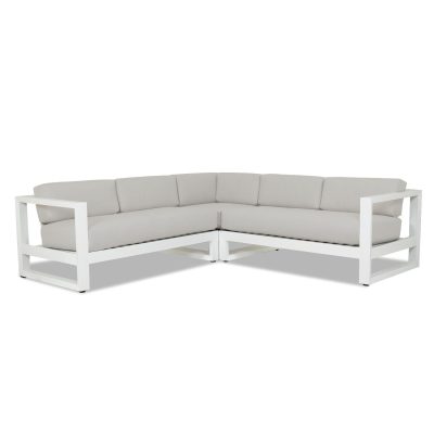 Sunset West Newport Aluminum Patio Sectional Sofa W/ Sunbrella Cast Silver Cushions