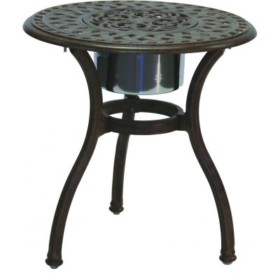 Darlee Series 60 Cast Aluminum Patio End Table With Ice Bucket Insert – Antique Bronze