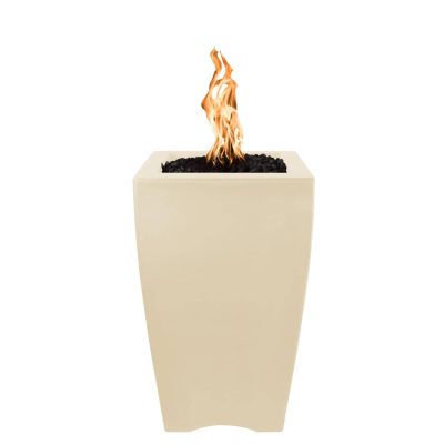 Baston 33 Inch Match Light Square GFRC Concrete Propane Fire Pillar in Vanilla By The Outdoor Plus