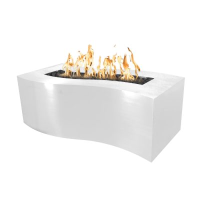 Billow 60 Inch Match Light Rectangular Powder Coated Steel Propane Fire Pit in White By The Outdoor Plus