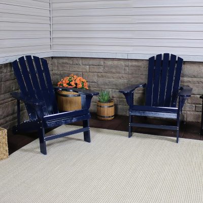 Ultimate Patio 2-Piece Wooden Adirondack Chair Set – Navy Blue