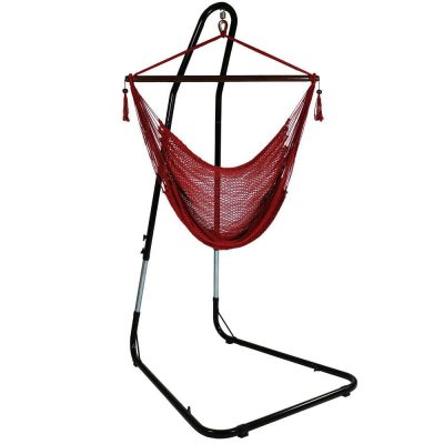 Ultimate Patio Extra Large Hanging Caribbean Hammock Chair w/ Adjustable Stand – Red