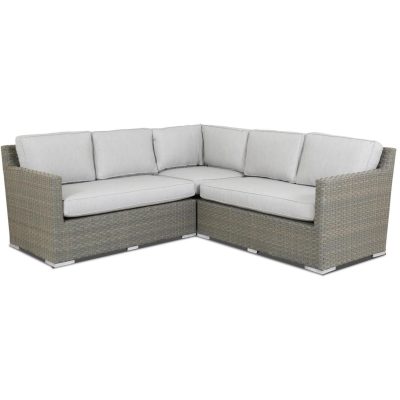 Majorca 3 Piece Wicker Patio Sectional Set W/ Sunbrella Cast Silver Cushions By Sunset West