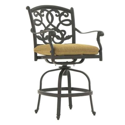 Darlee Santa Monica Cast Aluminum Patio Counter Height Swivel Bar Stool