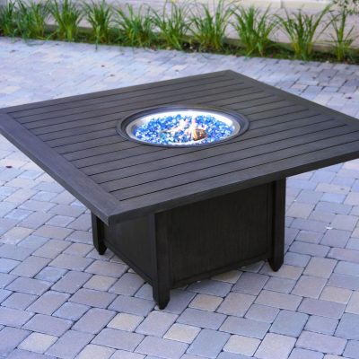 Darlee Brooklyn 60-Inch Aluminum Patio Square Propane Fire Pit Dining Table