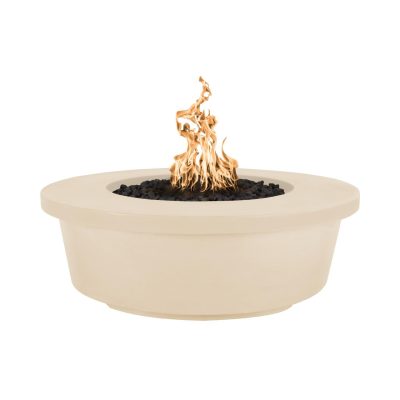 Tempe 48 Inch Match Light Round GFRC Concrete Propane Fire Pit in Vanilla By The Outdoor Plus