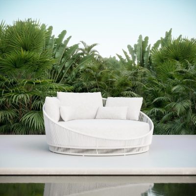 Palma Woven Rope Daybed in White Mist/Midnight by Azzurro Living