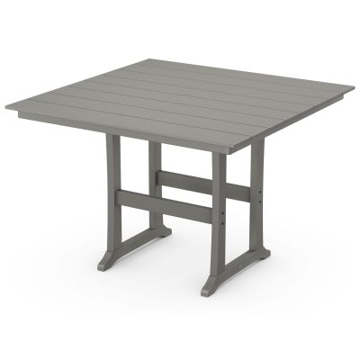 POLYWOOD 59-Inch Farmhouse Trestle Bar Table – Slate Grey