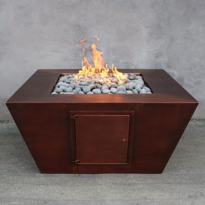 Amere 36 Inch Match Light Square Copper Natural Gas Fire Pit in Hammered Copper By The Outdoor Plus