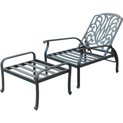 Darlee Elisabeth Cast Aluminum Patio Reclining Club Chair And Ottoman