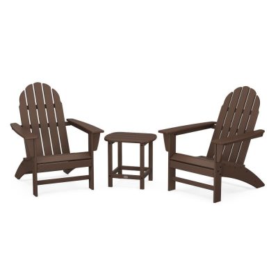 POLYWOOD Vineyard 3-Piece Adirondack Set w/ South Beach 18-Inch Side Table – Mahogany