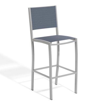 Travira Composite Sling & Aluminum Bar Stool in Flint/Titanium By Oxford Garden