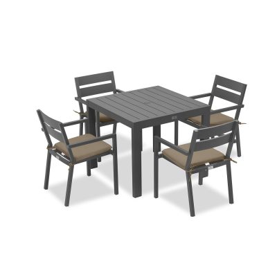 Calm Bay Classic 5 Pc Square Dining Set in Slate/Heather Beige by Lakeview