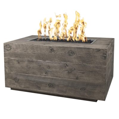 Catalina 48 Inch Match Light Rectangular GFRC Concrete Propane Fire Pit in Concrete Oak Wood Grain By The Outdoor Plus