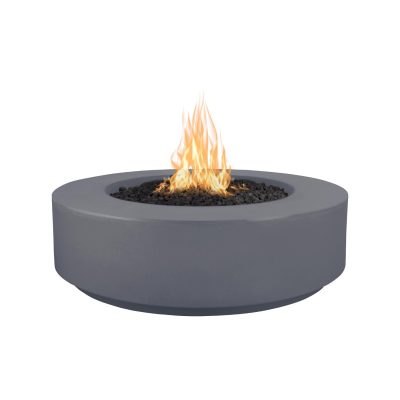 Florence 42 Inch Match Light Round GFRC Concrete Propane Fire Pit in Gray By The Outdoor Plus