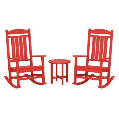 POLYWOOD Presidential 3-Piece Rocker Set – Sunset Red