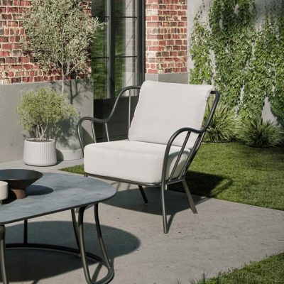 Malti Aluminum Club Chair in Carbon/Bliss Linen By Oxford Garden