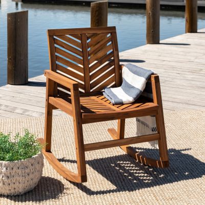 Ultimate Patio Wishlake Acacia Patio Rocking Chair – Brown