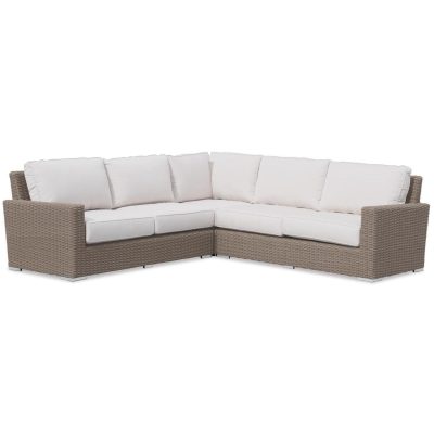 Coronado 3 Piece Wicker Patio Sectional Set W/ Sunbrella Canvas Flax Cushions By Sunset West