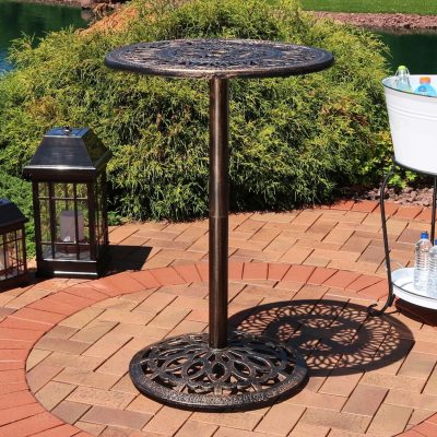 Ultimate Patio 26-Inch Round Bar-Height Cast Iron Table