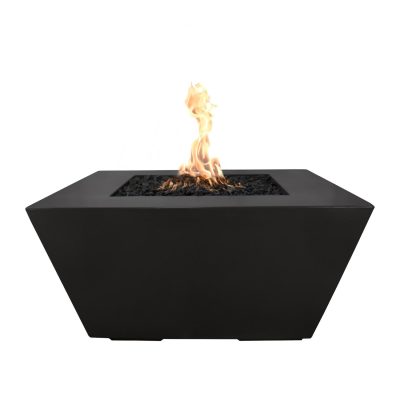 Redan 50 Inch Match Light Square GFRC Concrete Propane Fire Pit in Black By The Outdoor Plus