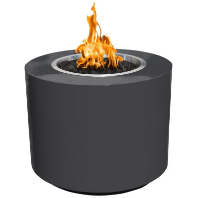 Beverly 30 Inch Match Light Round Powder Coated Steel Propane Fire Pit in Gray By The Outdoor Plus