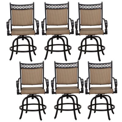 Mountain View 6 Piece Cast Aluminum Sling Patio Counter Height Swivel Bar Stool Set By Darlee