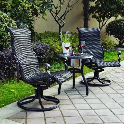 Darlee Victoria 3 Piece Resin Wicker Bistro Set – End Table With Ice Bucket Insert