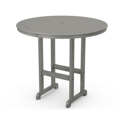 POLYWOOD 48-Inch Round Bar Table – Slate Grey