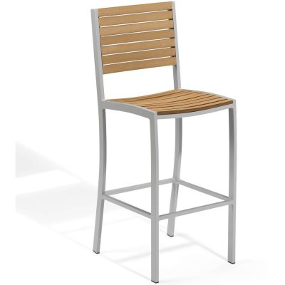 Travira Aluminum Patio Bar Chair W/ Tekwood Natural Seat By Oxford Garden