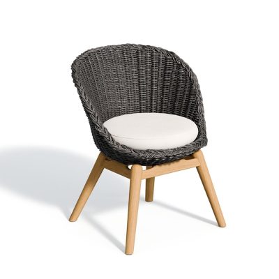 Tulle Wicker & Natural Teak Dining Chair in Shadow/Bliss Linen By Oxford Garden