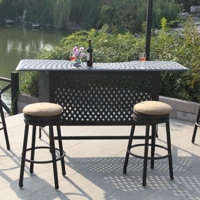 Darlee Series 60 5 Piece Cast Aluminum Patio Party Bar Set