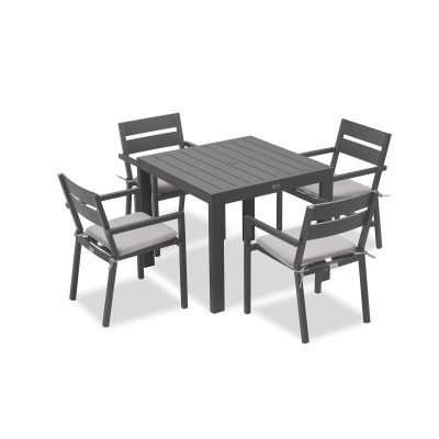 Calm Bay Classic 5 Pc Square Dining Set in Slate/Cast Silver by Lakeview