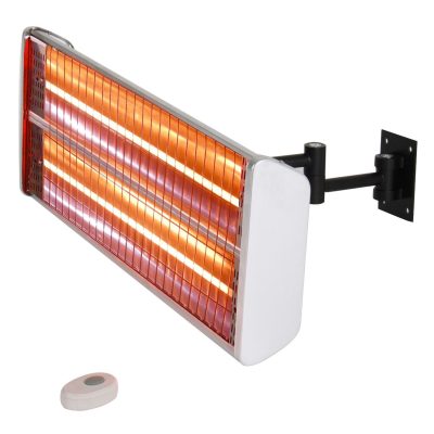 EnerG+ 1500W 20-Inch Dual Element Electric Infrared Patio Heater 120V With Remote – Chrome – HEA-21531