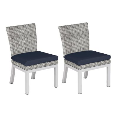 Argento 2 Pc Wicker Dining Side Chair W/ Midnight Blue in Flint/Argento By Oxford Garden