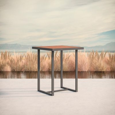 Pavia 35 Inch Charcoal Aluminum Bar Table W/ Umber Dekton Top By Azzurro Living